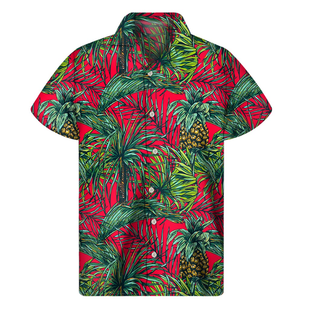 Pineapple Leaves Hawaiian Print Short Sleeve Shirt - 1