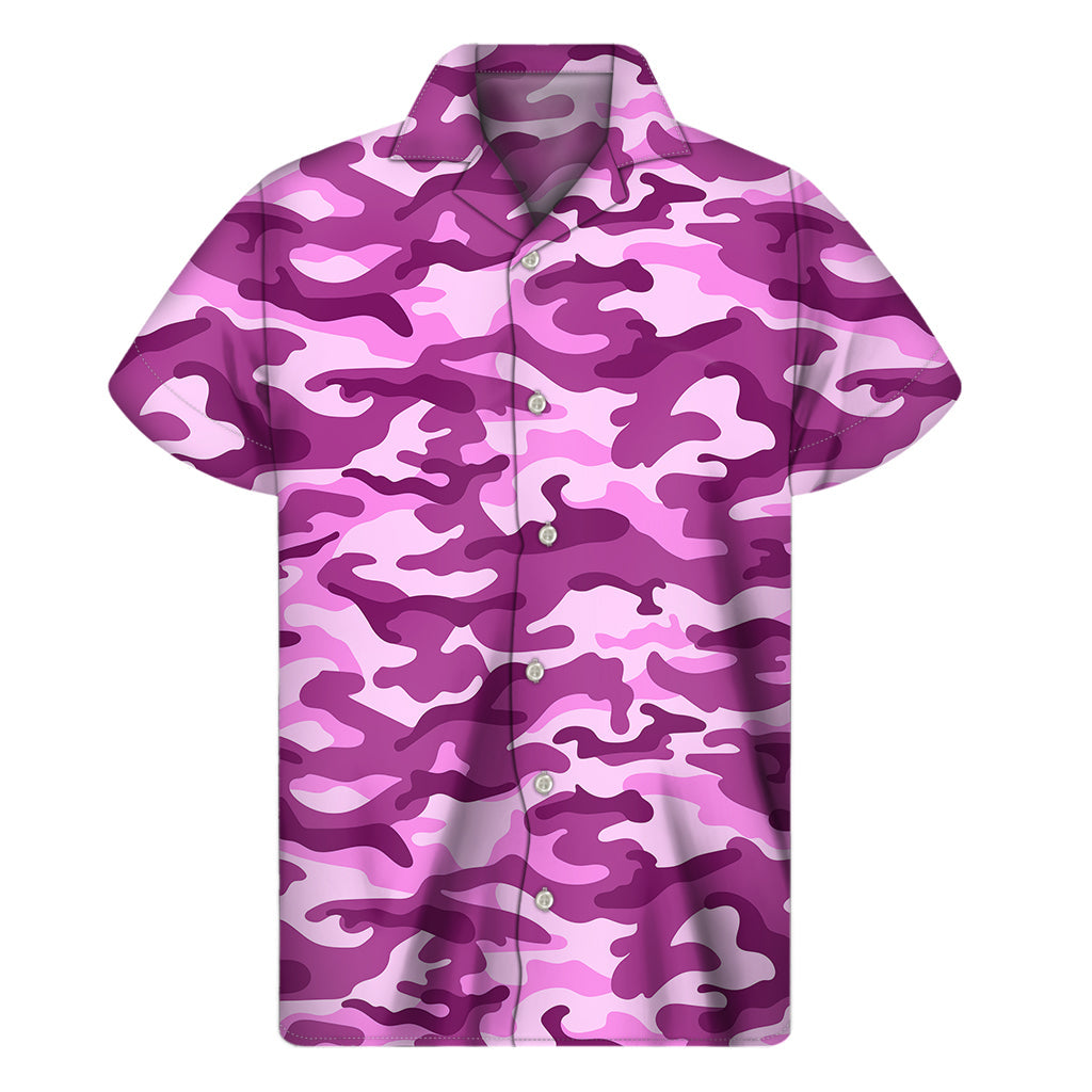 Paradise Pink Camouflage Hawaiian Short Sleeve Shirt - 1