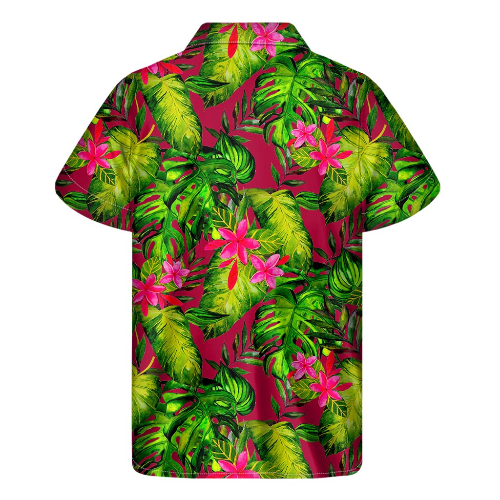 Pink Hawaiian Paradise: Men's Short Sleeve Tropical Pattern Shirt - 1