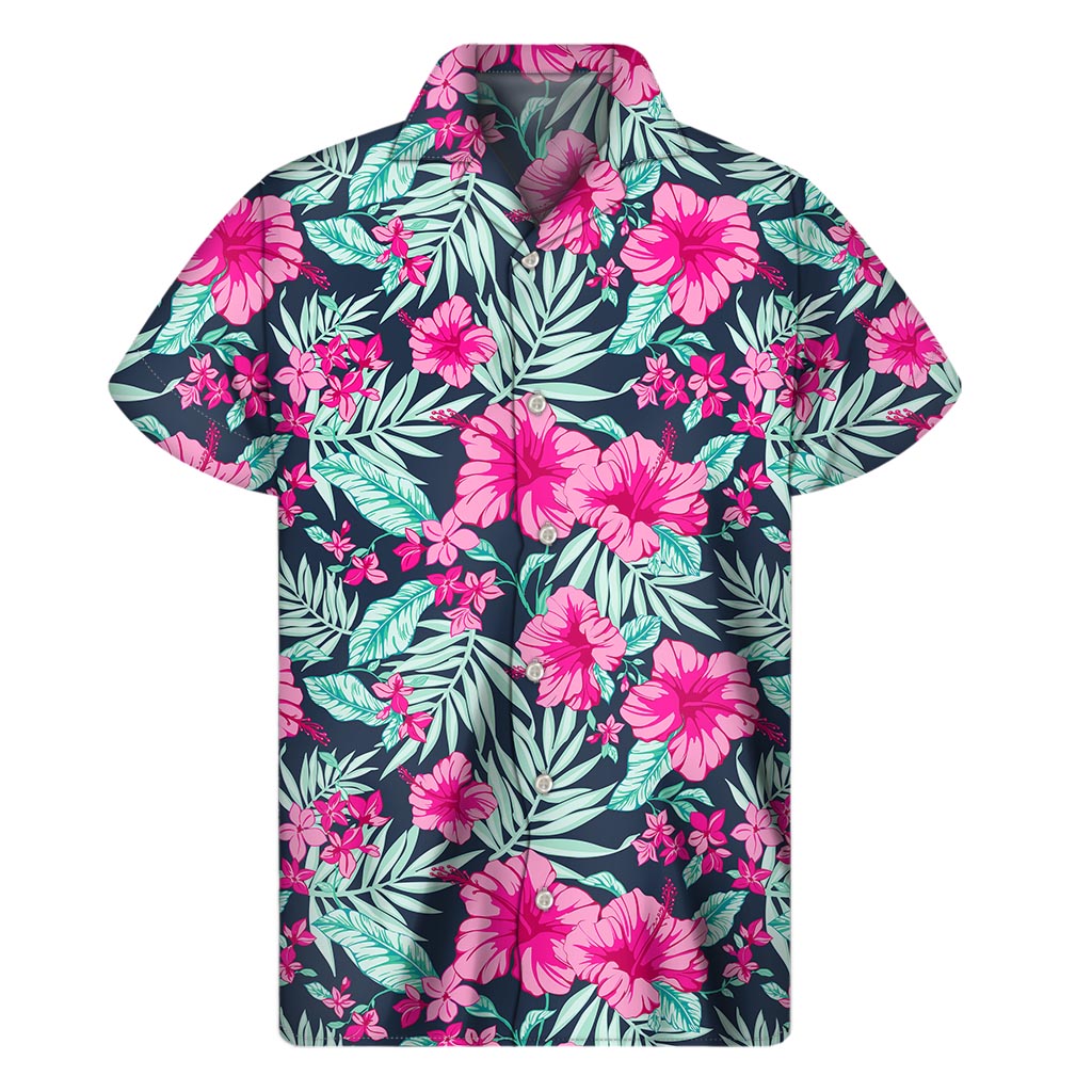 Pink Hibiscus Hawaiian Short Sleeve Shirt: Embrace the Island Vibes! - 1