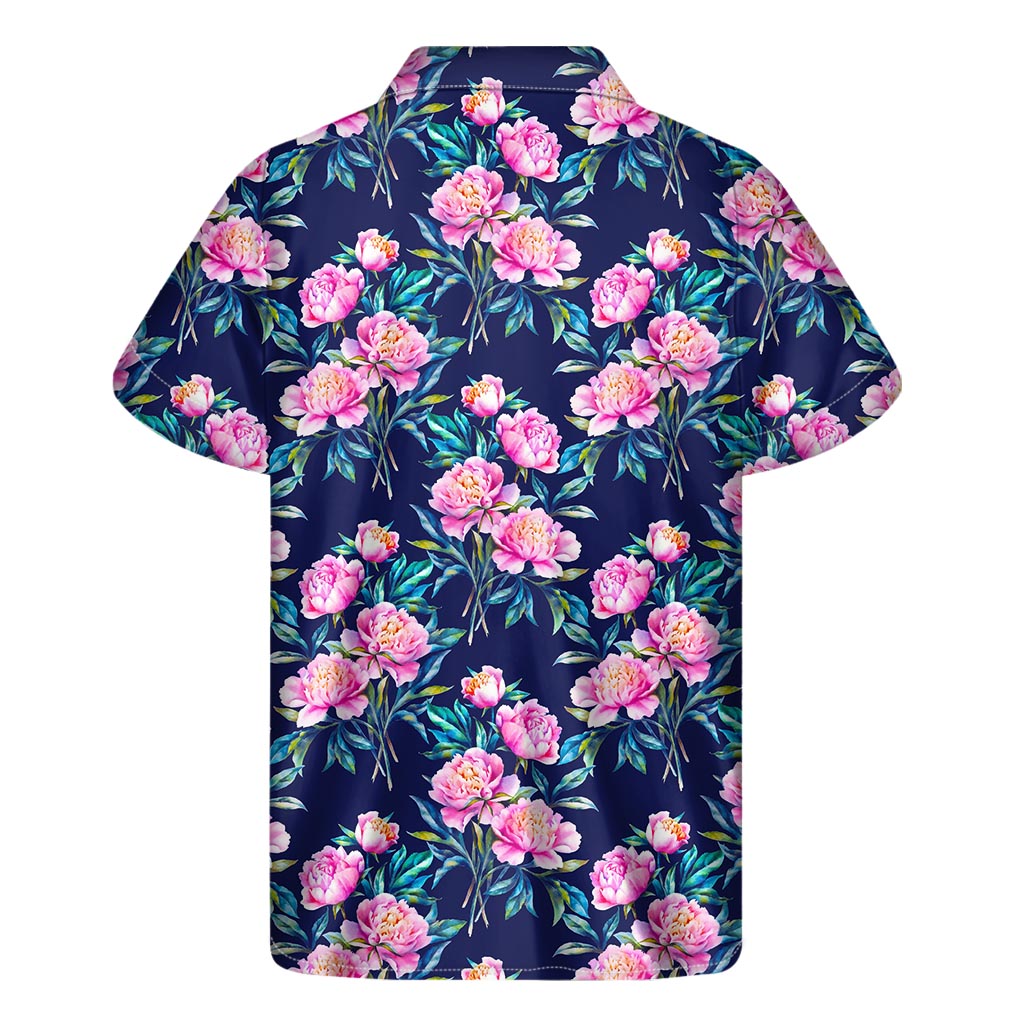 Pink Peony Paradise: Men's Hawaiian Short Sleeve Shirt - 1