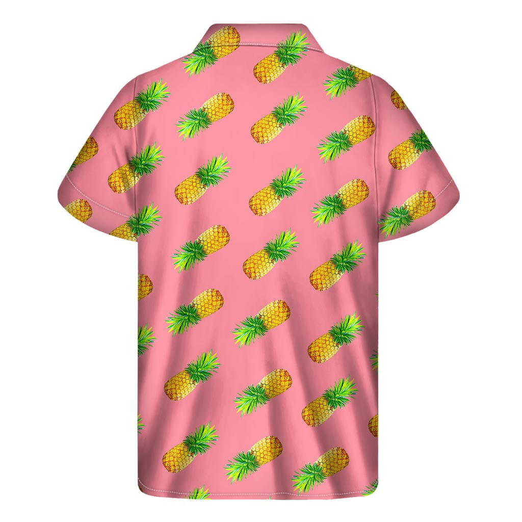 Island Vibes: Pink Pineapple Pattern Hawaiian Short Sleeve Shirt - 2