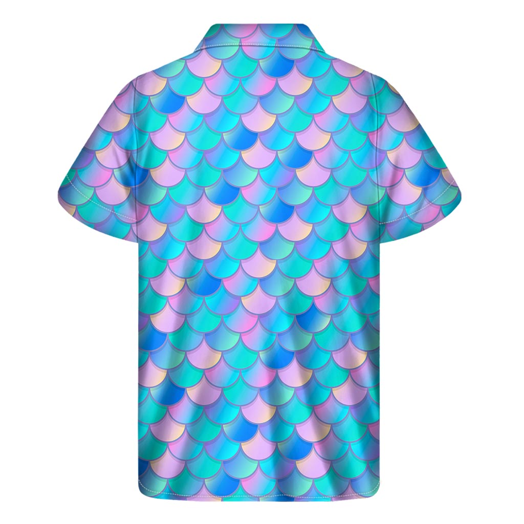 Mermaid Scales Hawaiian Short Sleeve Shirt in Pink &amp; Teal - 2