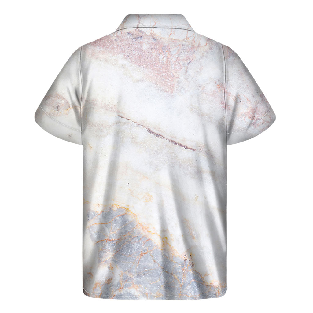 Pink, White, &amp; Grey Marble Print Hawaiian Short Sleeve Shirt - 2