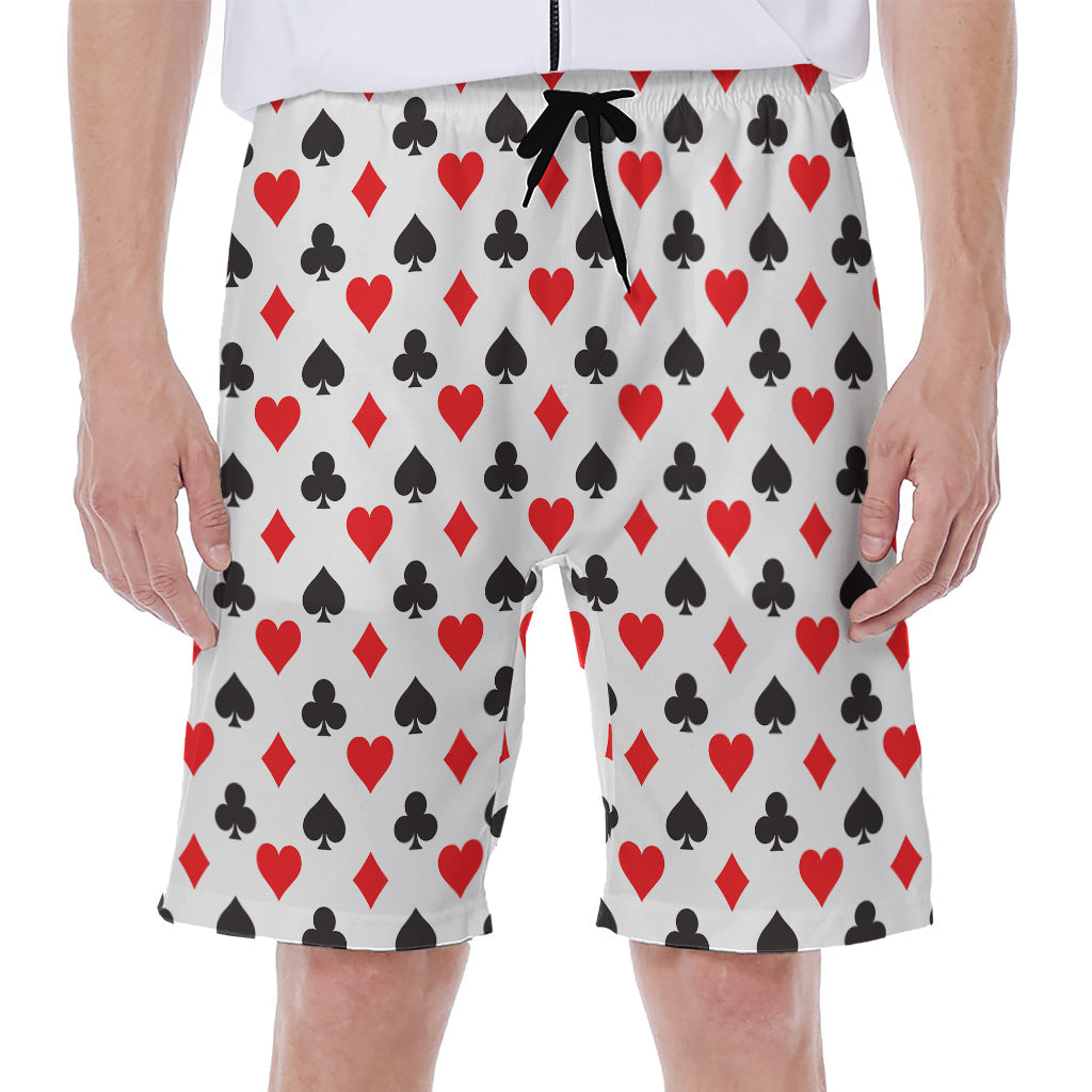 - Hawaiian Paradise: Men&#39;s Beach Shorts with Playing Card Suits Pattern - 1