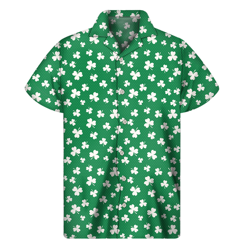 Authentic Hawaiian Vibes: Men&#39;s Polka Dot St. Patrick&#39;s Day Print Short Sleeve Shirt - 1