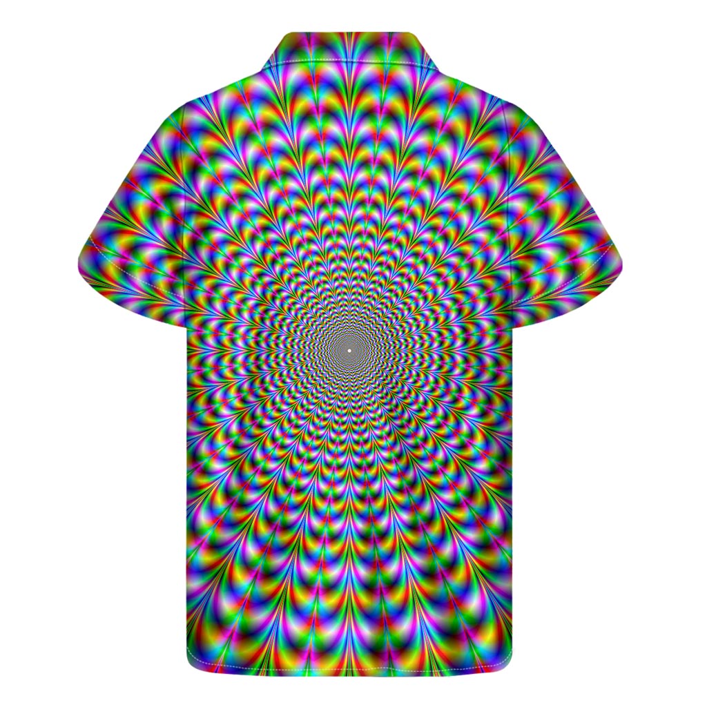 Island Magic: Hawaiian Psychedelic Web Optical Illusion Short Sleeve Shirt - 2