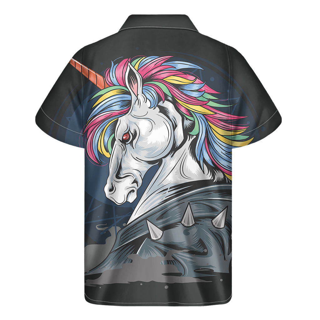 Beach Vibes: Hawaiian Men&#39;s Short Sleeve Shirt with Punk Unicorn Print - 2