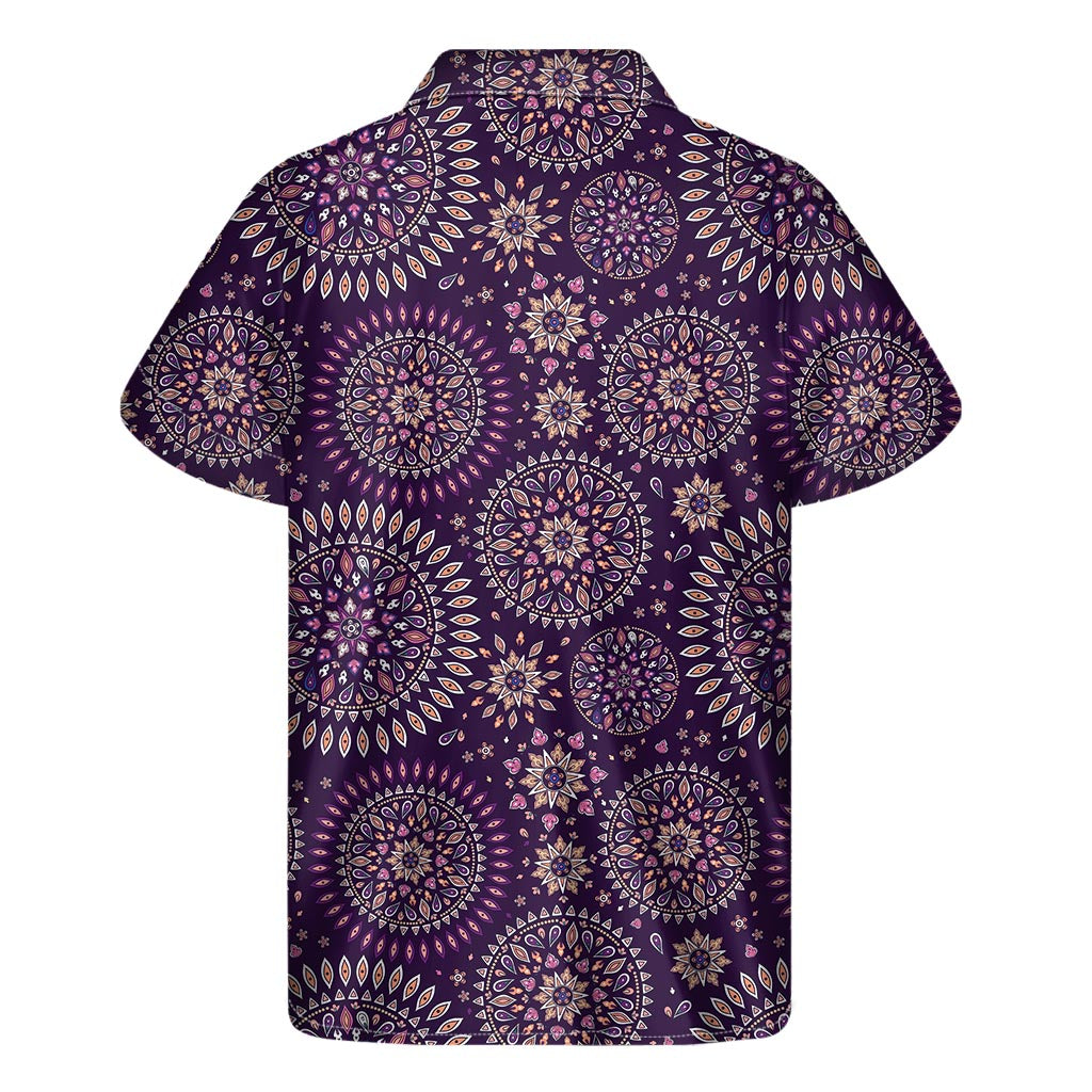 Island Vibes: Purple Bohemian Mandala Hawaiian Short Sleeve Shirt - 2