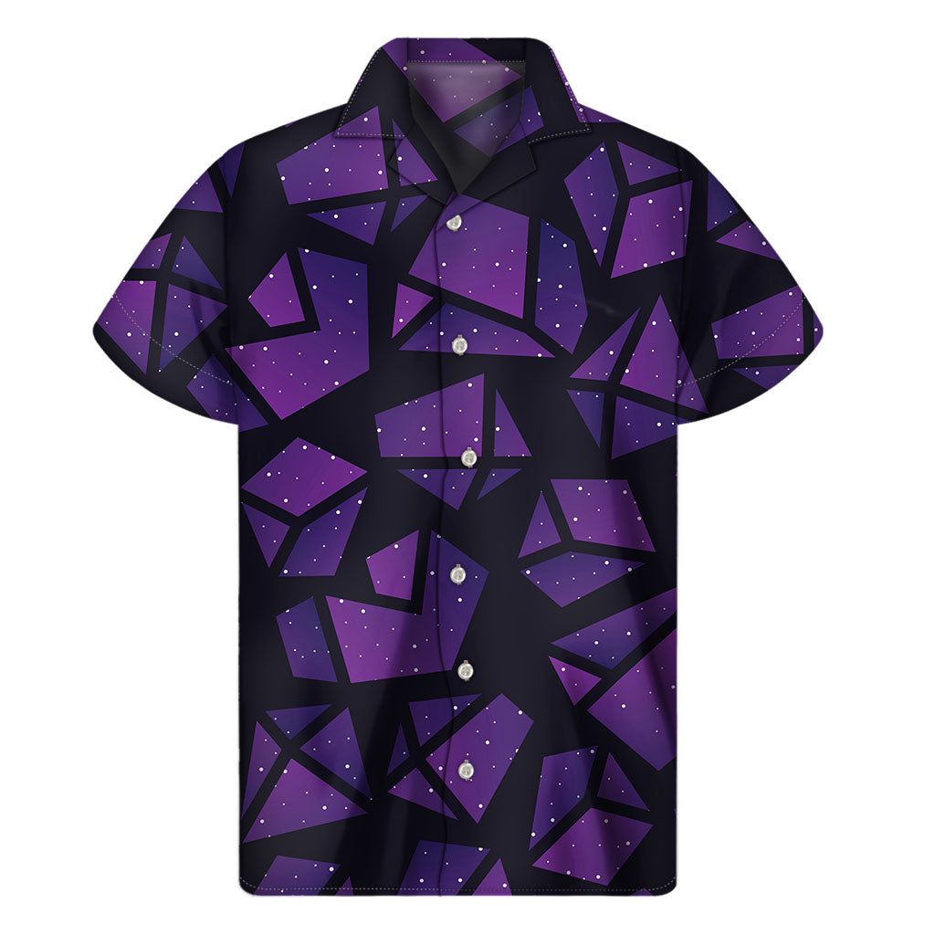 Purple Crystal Cosmic Galaxy Hawaiian Short Sleeve Shirt - 1