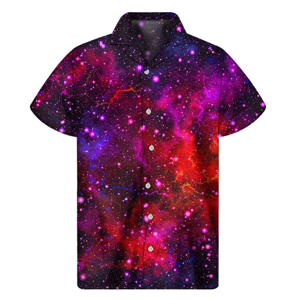 Galaxy-Inspired Hawaiian Short Sleeve Shirt in Purple - 1