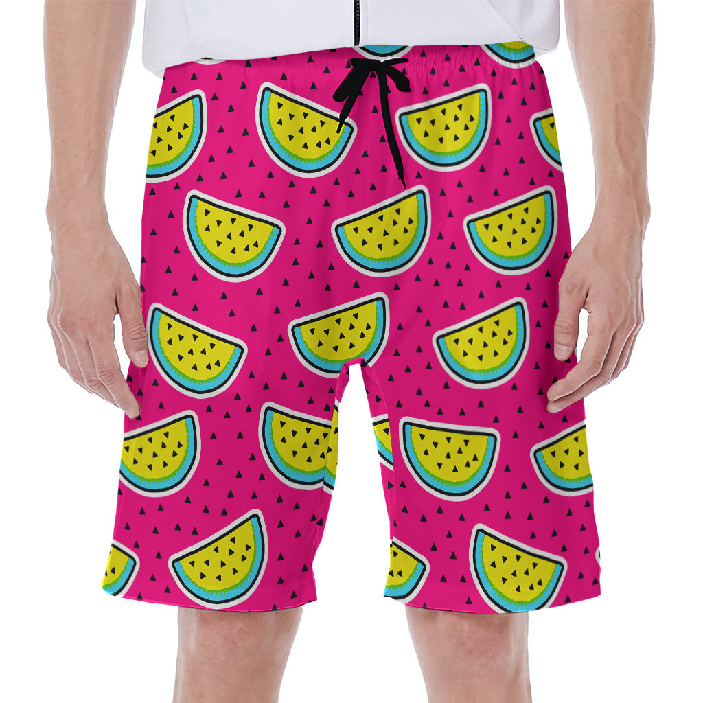 Awesome Aloha: Purple Fancy Watermelon Pattern Men&#39;s Hawaiian Beach Shorts - 1