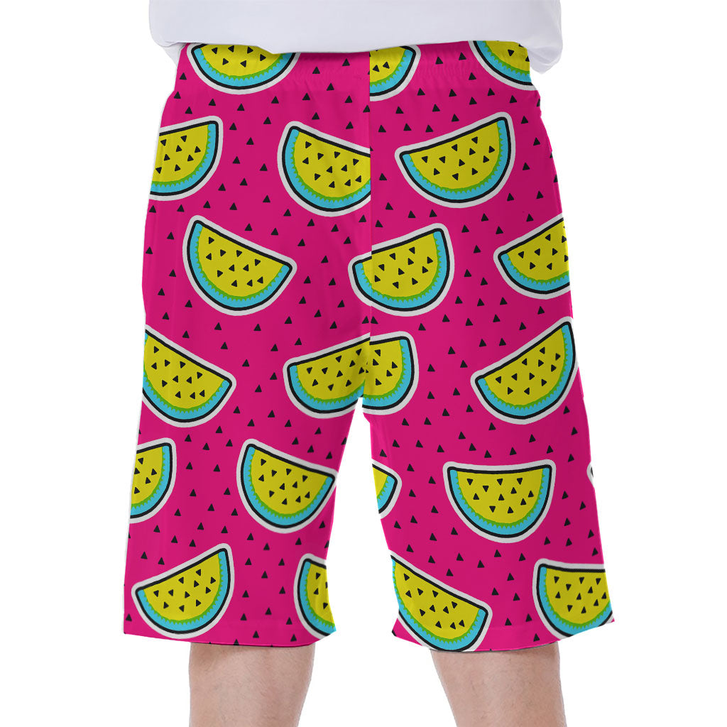 Awesome Aloha: Purple Fancy Watermelon Pattern Men&#39;s Hawaiian Beach Shorts - 2