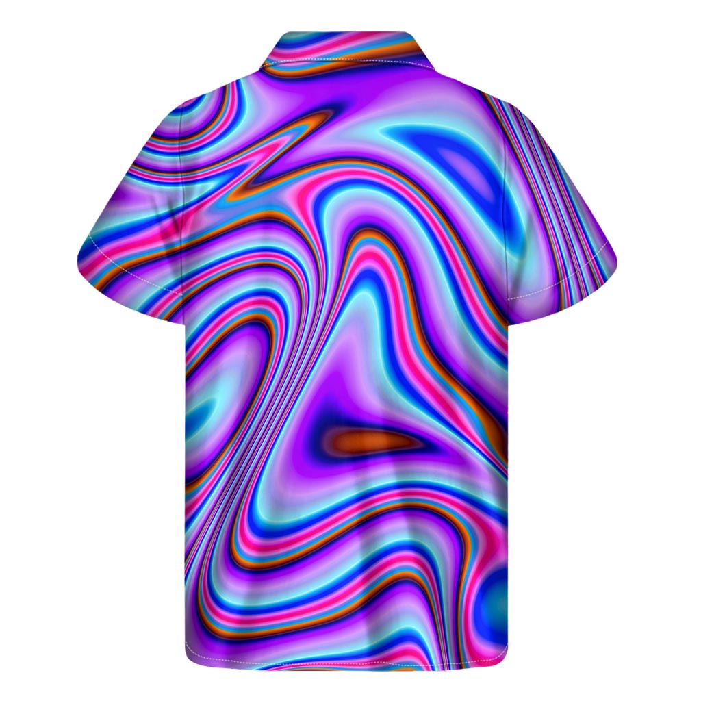 Purple Paradise: Men&#39;s Hawaiian Short Sleeve Shirt with Trippy Psychedelic Print - 2