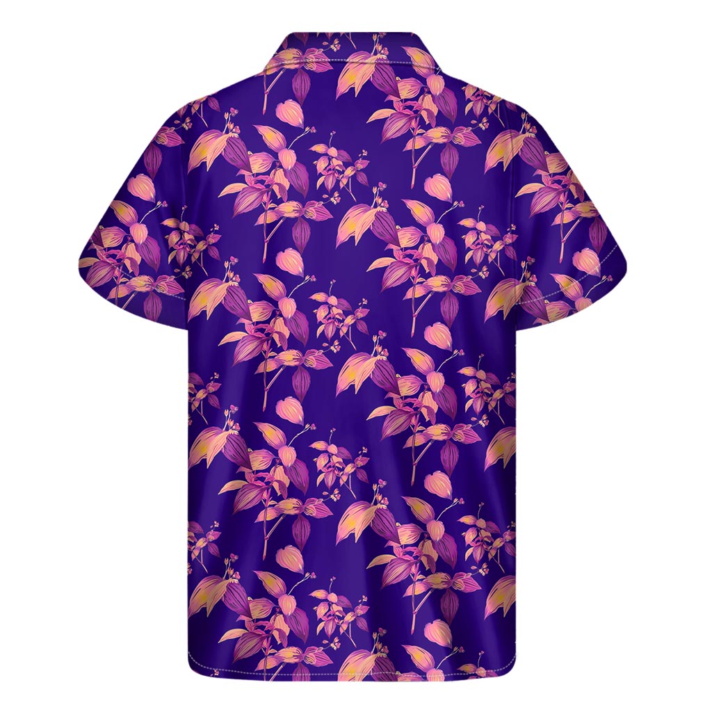 Purple Tropical Paradise: Men&#39;s Hawaiian Short Sleeve Shirt - 2