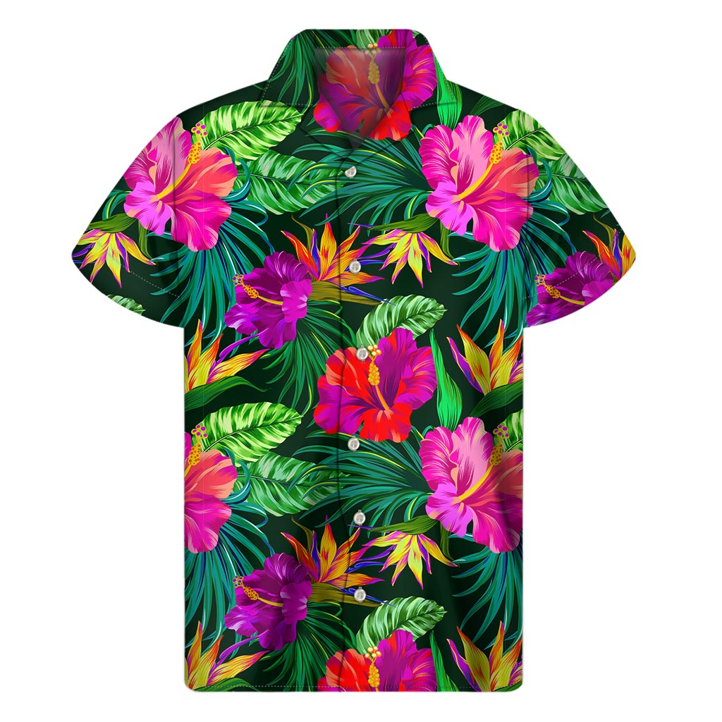 Purple Paradise: Hawaiian Inspired Short Sleeve Shirt for Men - 1