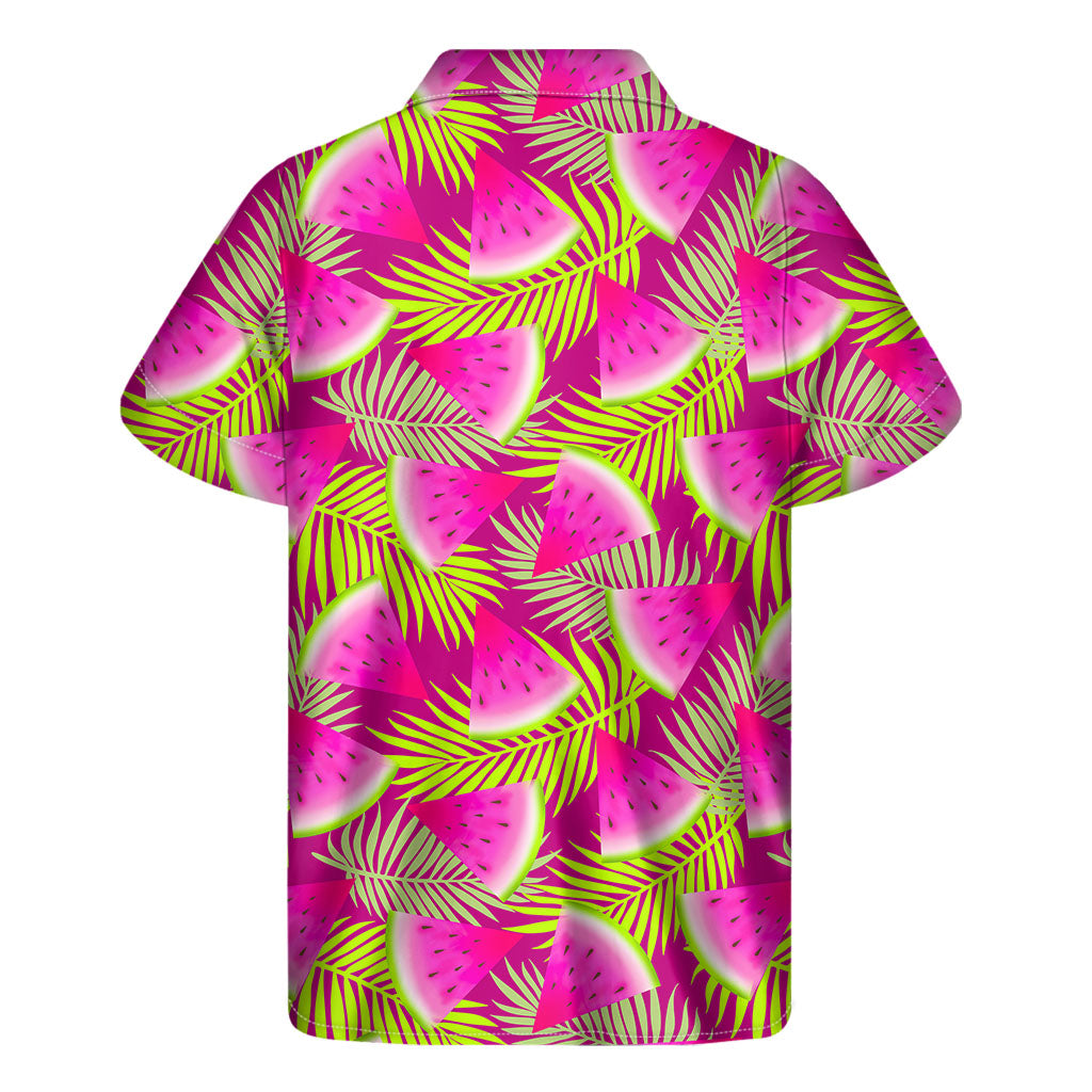 Island Vibes: Purple Tropical Watermelon Pattern Hawaiian Short Sleeve Shirt - 2