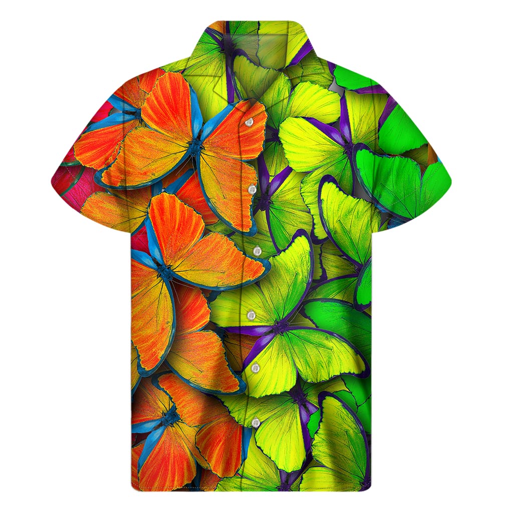 Rainbow Butterfly Hawaiian Vibes Short Sleeve Shirt - 1