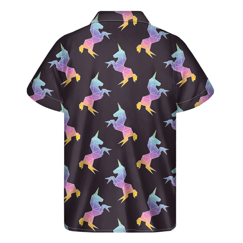 Rainbow Origami Unicorn Hawaiian Short Sleeve Shirt - 2