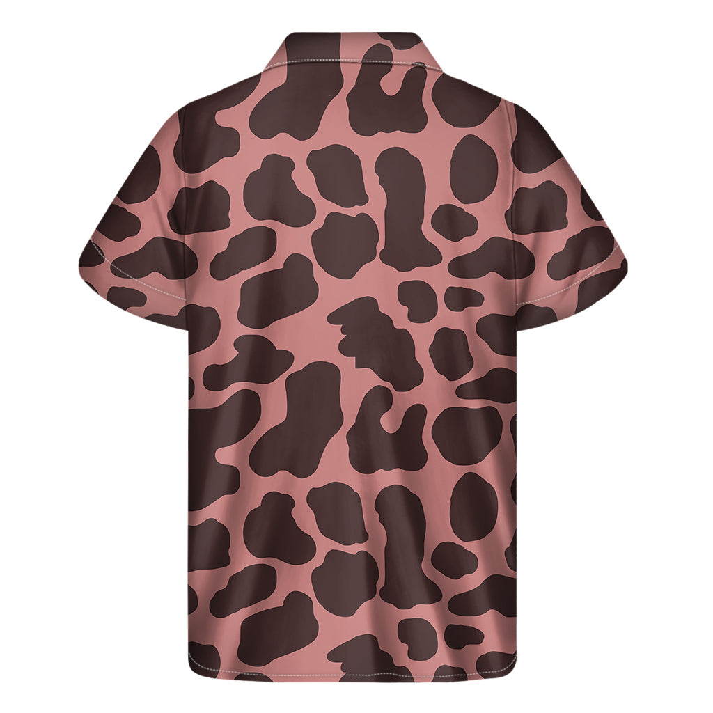 Red Brown Cow Print Hawaiian Short Sleeve Shirt - 2