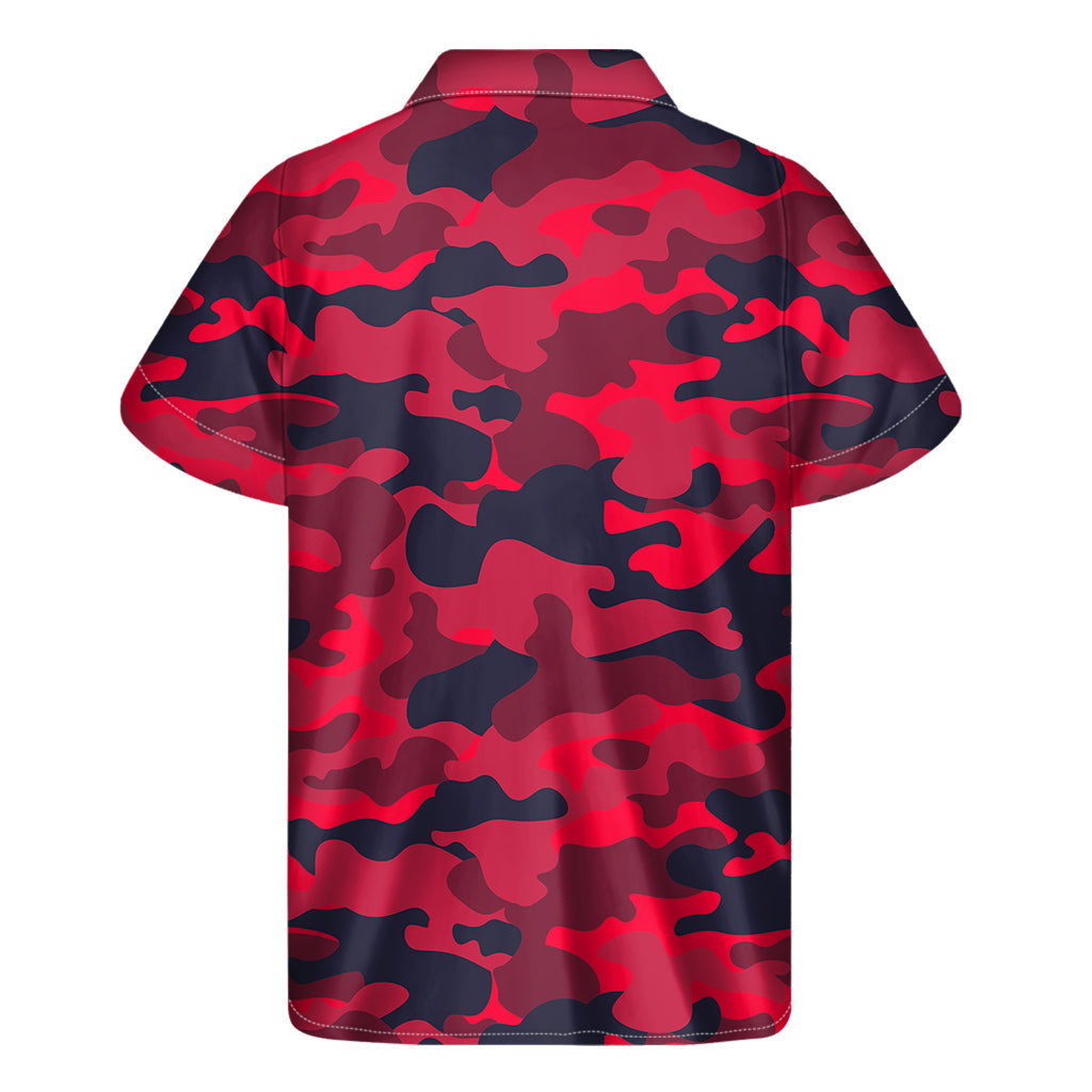 Tropical Vibes: Red, Pink, and Black Camouflage Hawaiian Shirt - 2