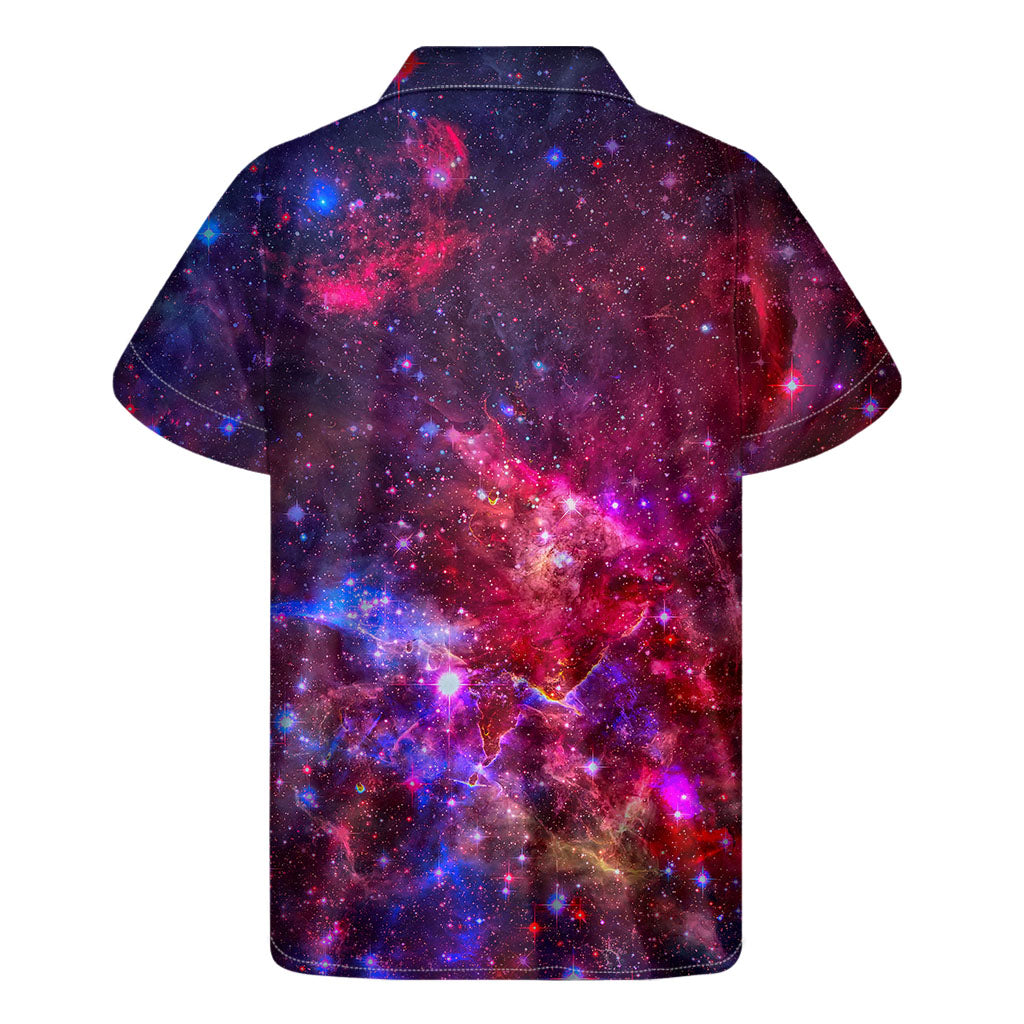 Red Purple Nebula Galaxy Hawaiian Short Sleeve Shirt - 2