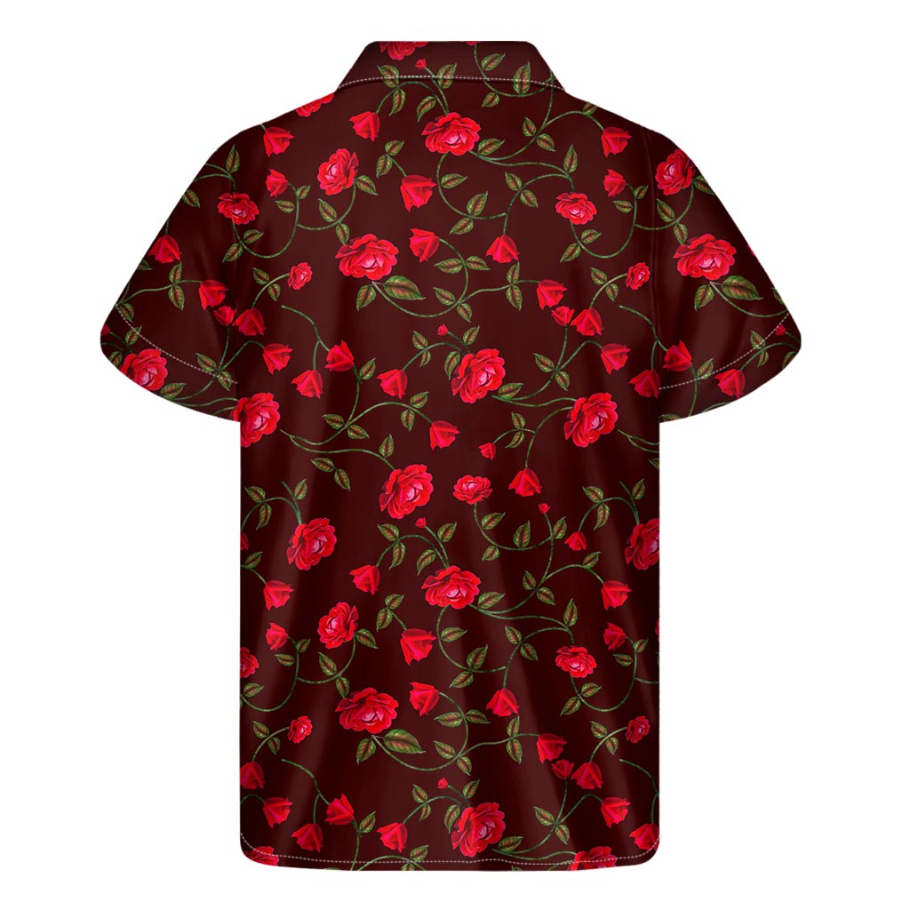 Red Rose Hawaiian Floral Print Short Sleeve Shirt - 2