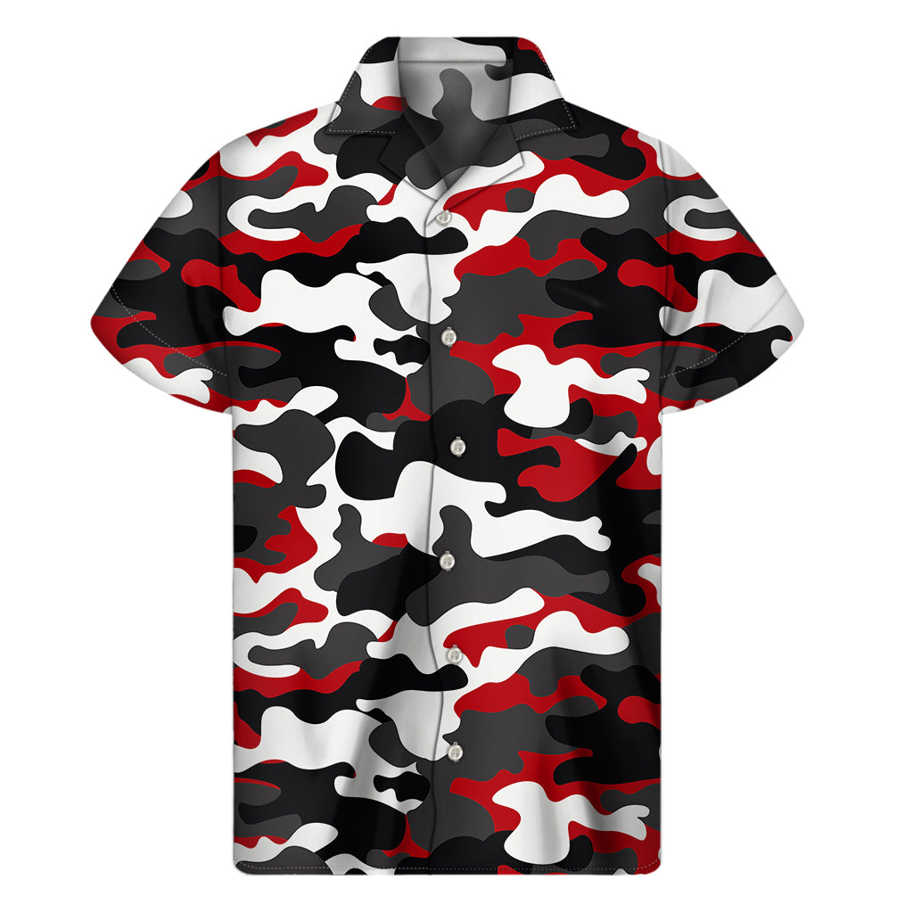 Red Hawaiian Aloha Print Men&#39;s Short Sleeve Shirt - 1