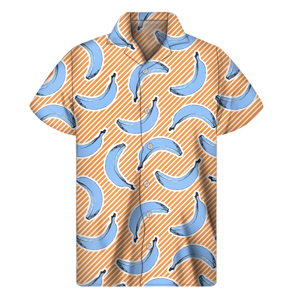 Blue Banana Breeze: Hawaiian Style Short Sleeve Shirt - 1