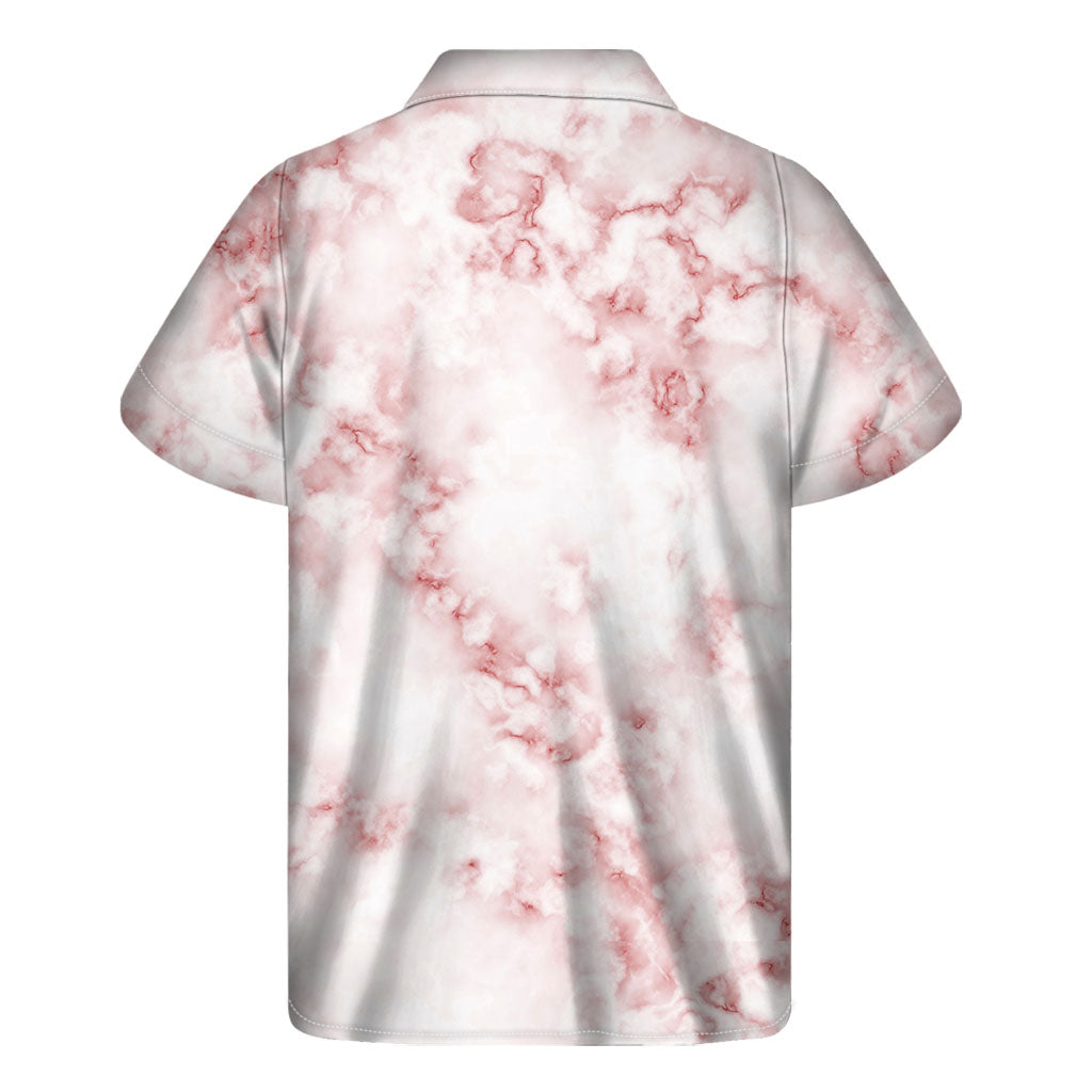 Rose Pink Marble Print Hawaiian Aloha Shirt - 2