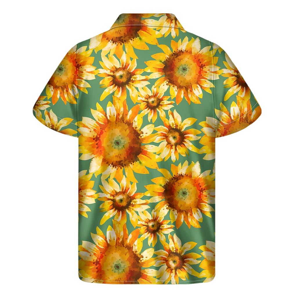 Sage Watercolor Sunflower Hawaiian Shirt: Embrace Aloha Style - 2