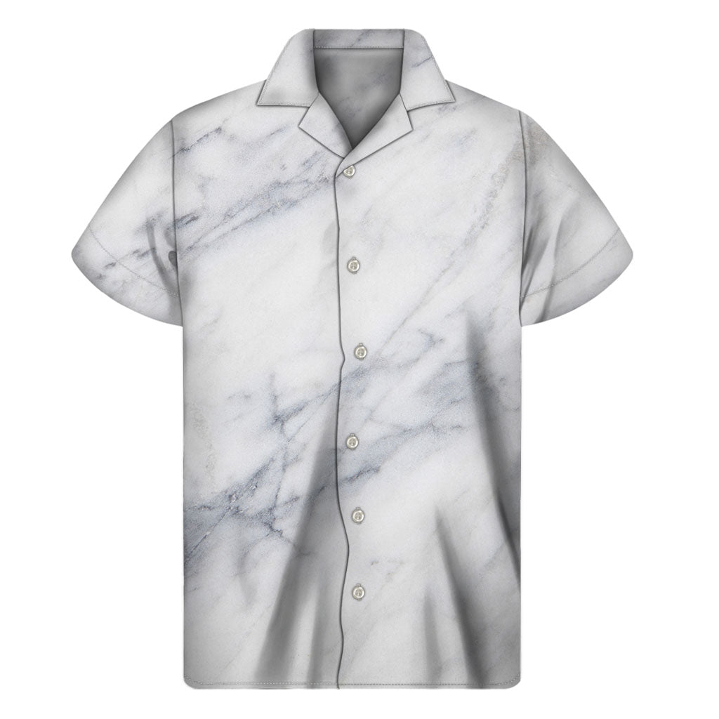 Island Breeze: Smoke Grey Marble Hawaiian Short Sleeve Shirt - 1