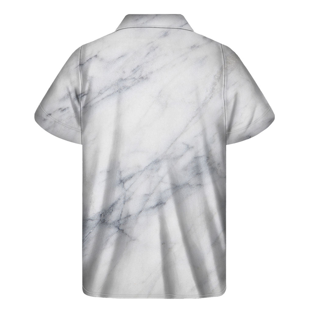 Island Breeze: Smoke Grey Marble Hawaiian Short Sleeve Shirt - 2