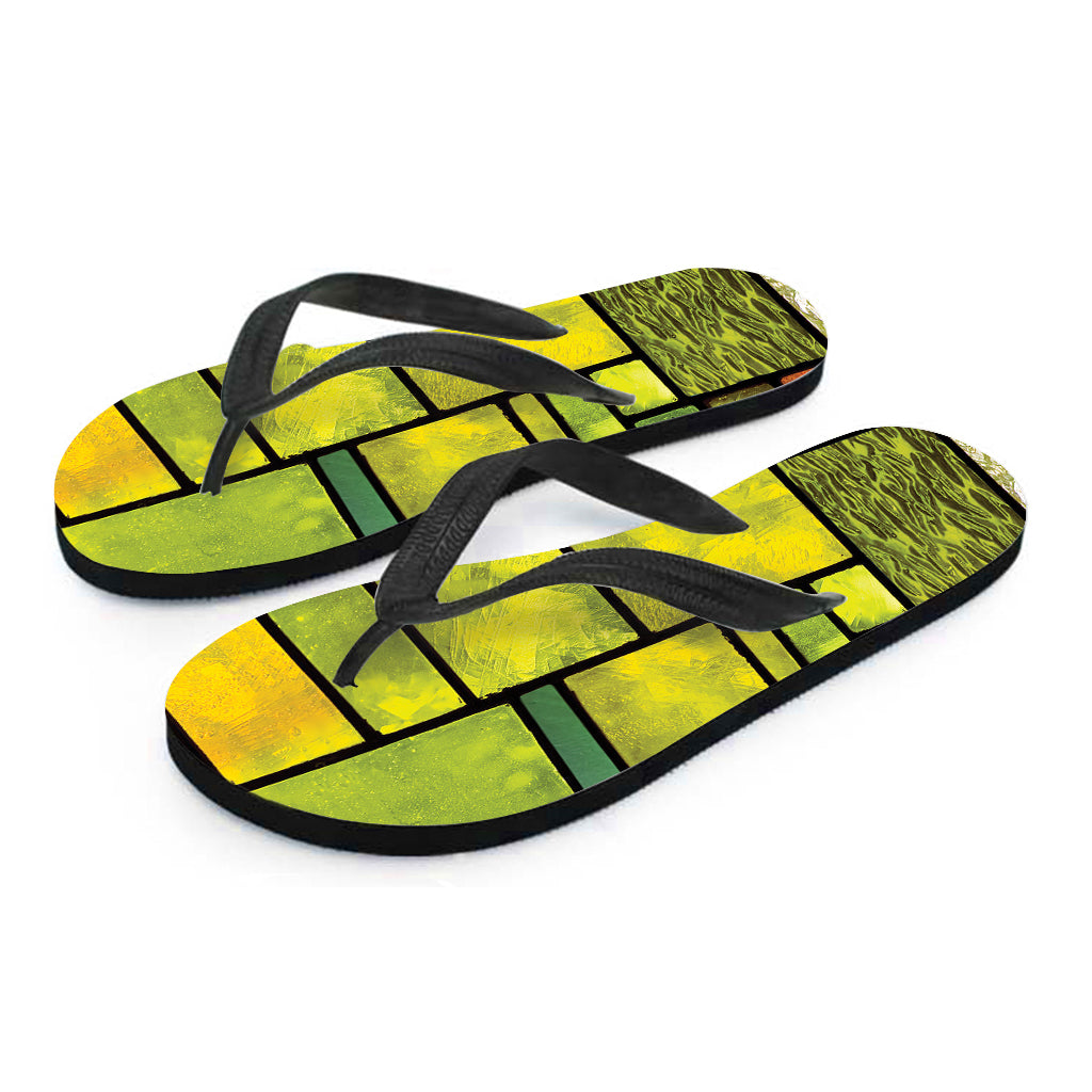 Beachy Vibes: Square Stained Glass Mosaic Hawaiian Flip Flops Outfit - 2