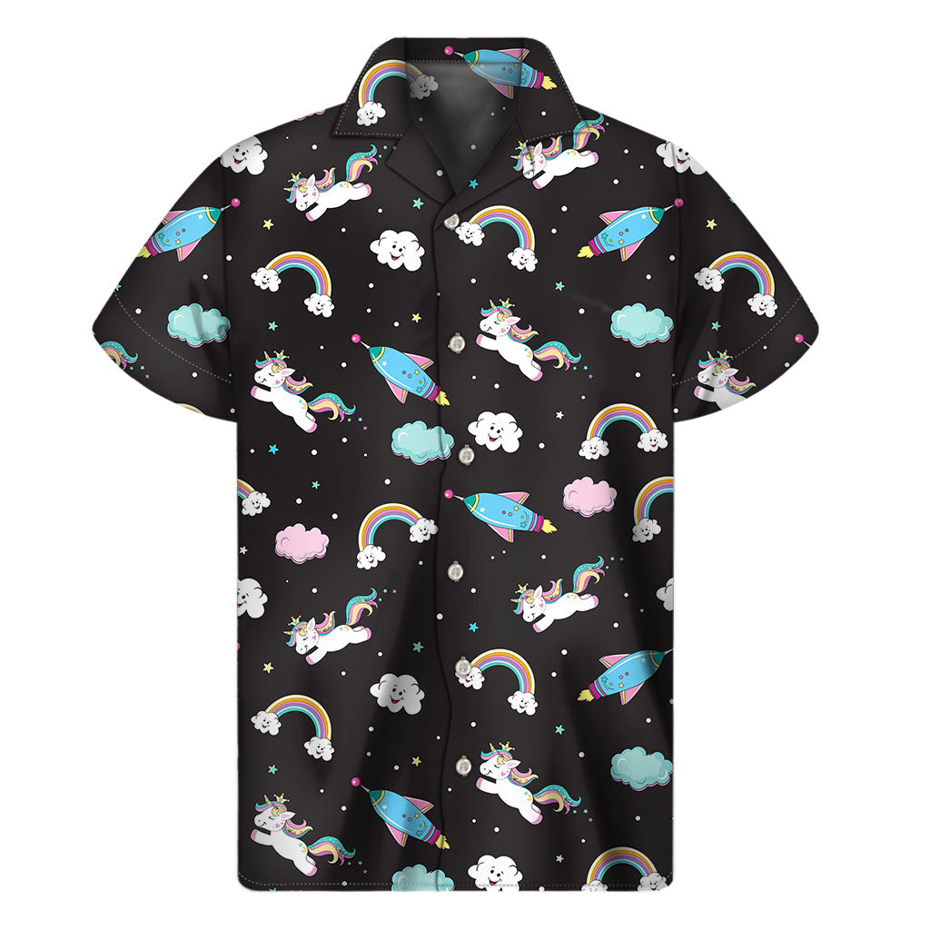 Starry Unicorn Aloha: Men's Hawaiian Short Sleeve Shirt - 1