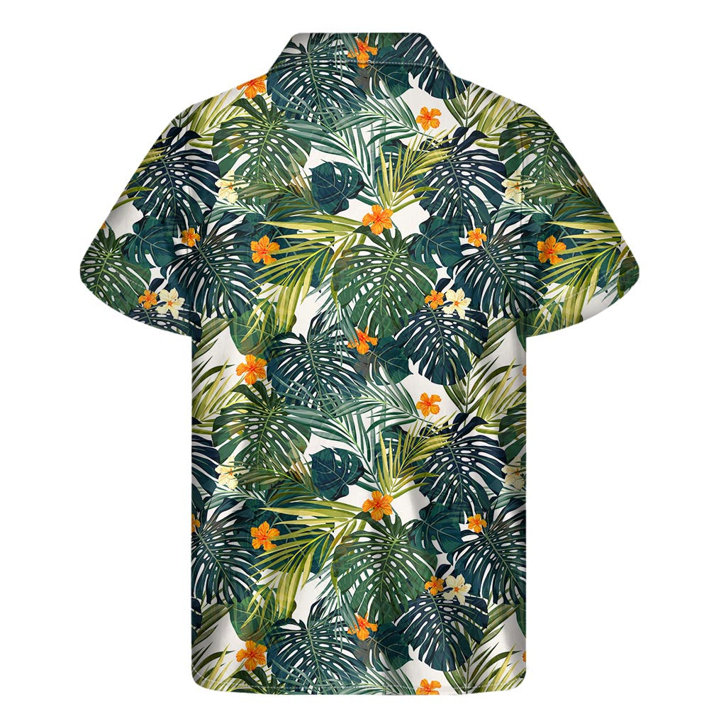 Tropical Vibes: Men&#39;s Summer Hawaiian Leaves Pattern Short Sleeve Shirt - 2