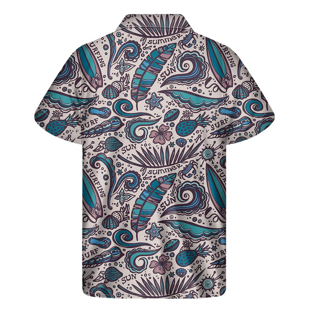 Surf&#39;s Up in Style: Hawaiian Summer Surfing Print Short Sleeve Shirt - 2