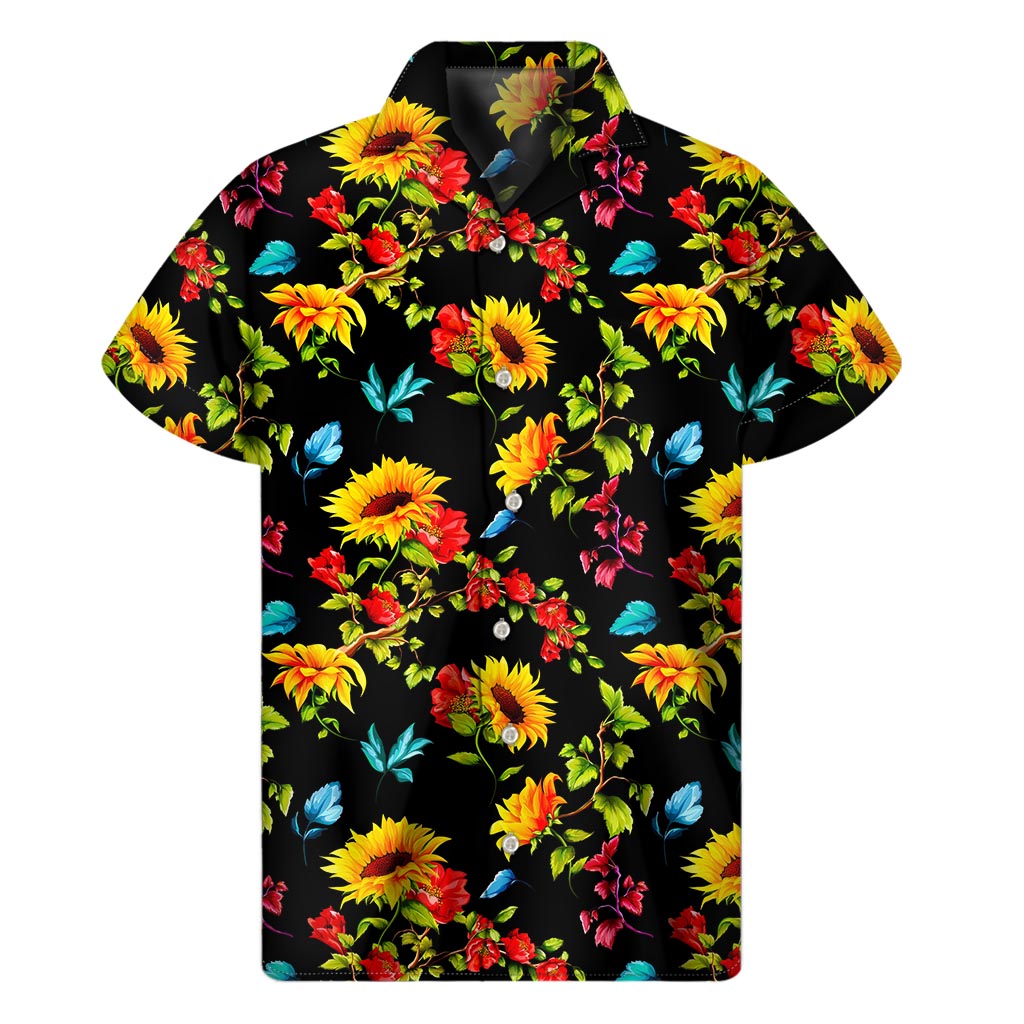 Sunflower Bliss: Hawaiian Short Sleeve Shirt for Men - 1