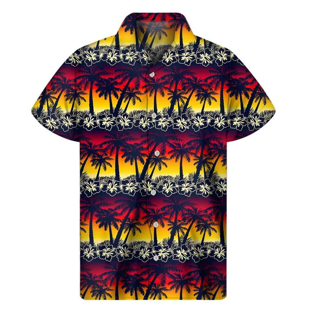 Sunset Hibiscus Hawaiian Men's Short Sleeve Shirt - 1