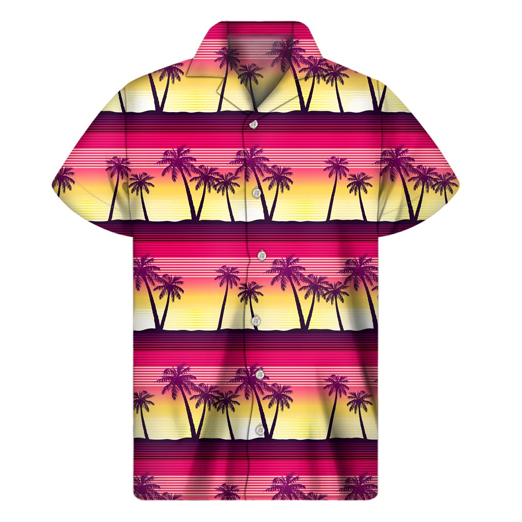 Palm Paradise: Hawaiian Sunset Men's Short Sleeve Shirt - 1