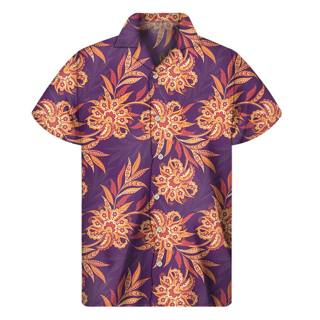 Tropical Tangerine Paradise: Hawaiian Short Sleeve Shirt - 1