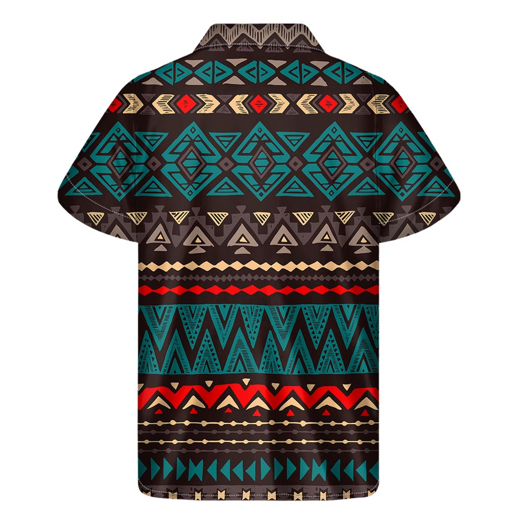 Teal and Brown Aztec Hawaiian Shirt: Embrace Island Style! - 2