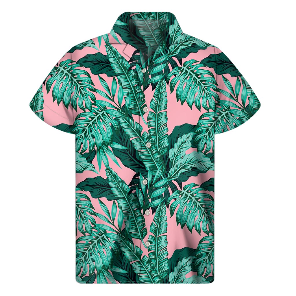 Tropical Teal Banana Leaves Hawaiian Short Sleeve Shirt - 1