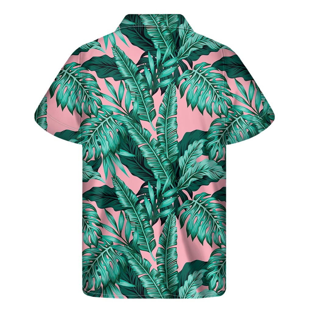 Tropical Teal Banana Leaves Hawaiian Short Sleeve Shirt - 2