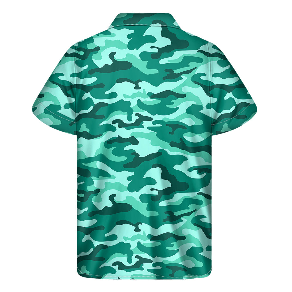 Tropical Teal Camouflage Hawaiian Short Sleeve Shirt - 2