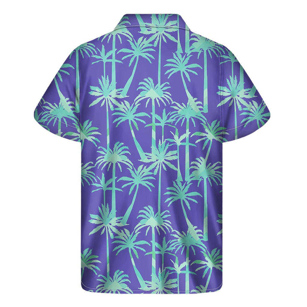 Tropical Teal Palm Tree Hawaiian Button-Up Shirt - 2