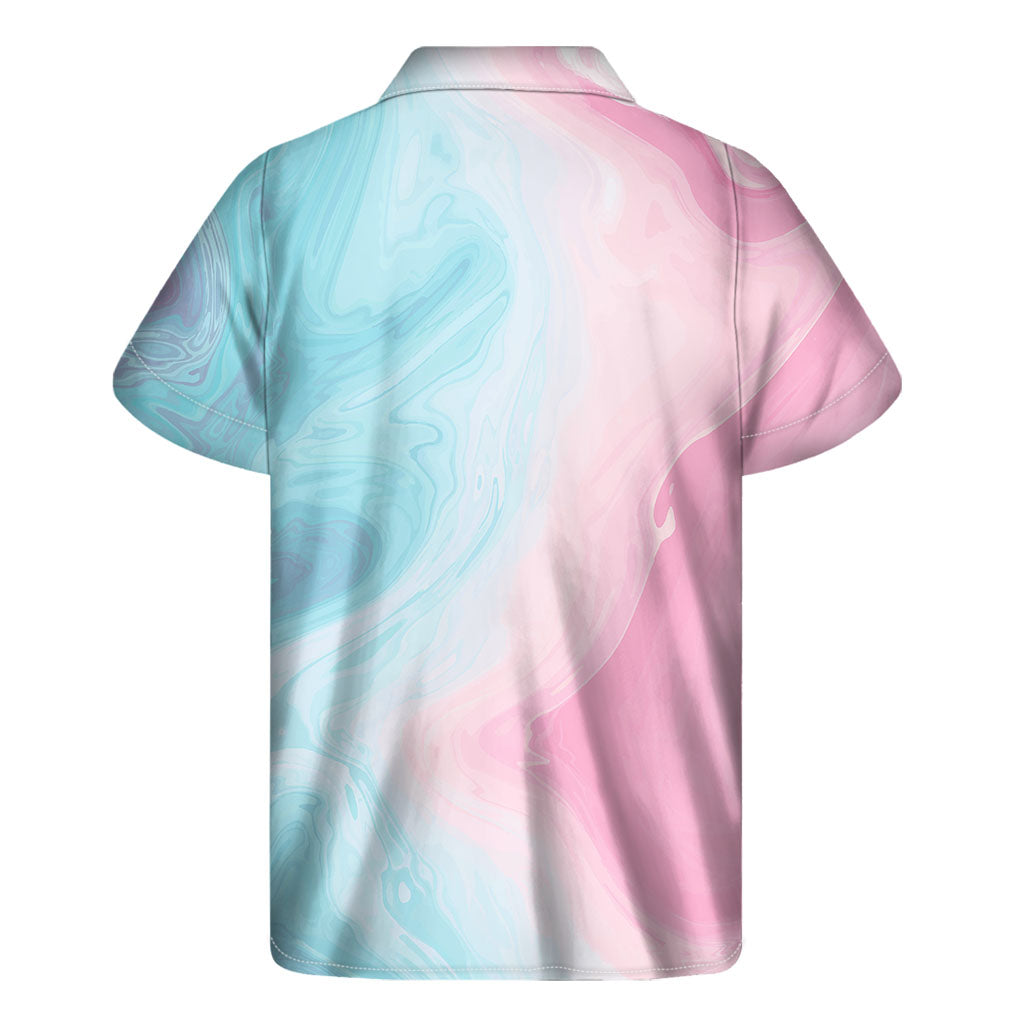 Teal Pink Liquid Marble Hawaiian Men&#39;s Short Sleeve Shirt - 2