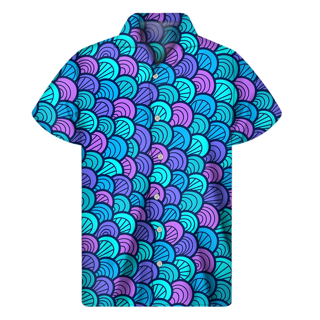 Mermaid Scales Hawaiian Print Short Sleeve Shirt - 1