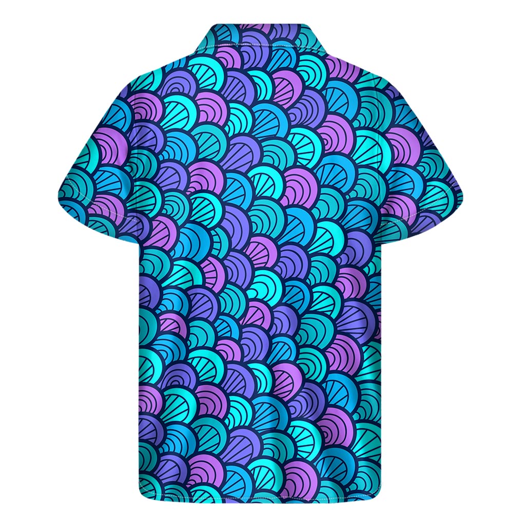 Mermaid Scales Hawaiian Print Short Sleeve Shirt - 2