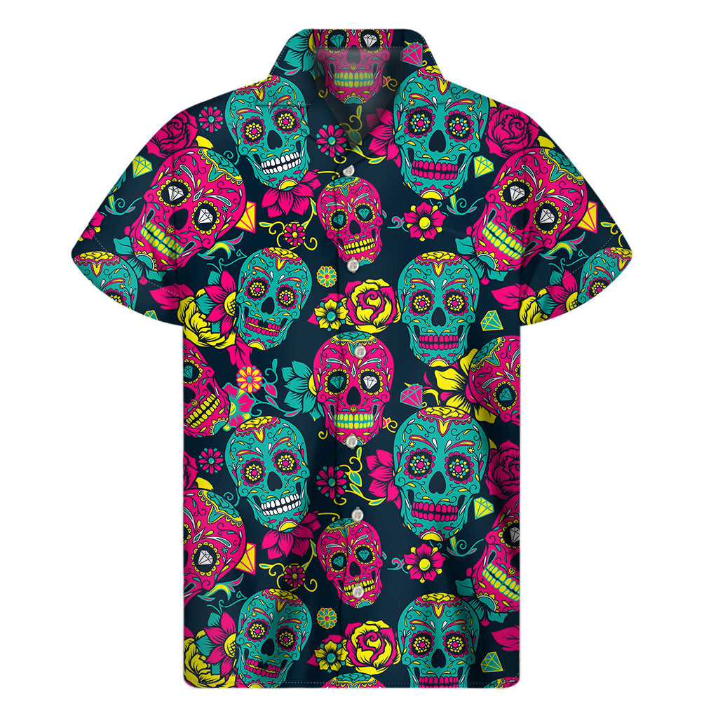 Tropical Vibes Teal and Pink Hawaiian Short Sleeve Shirt - 1